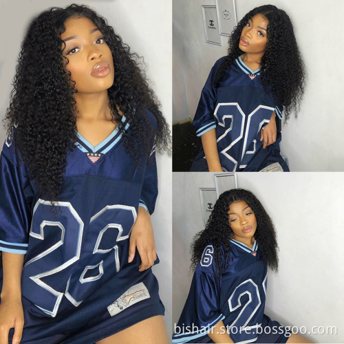 Water wave 13x4 front lace wig human hair 150% density suitable for women Brazilian curly real hair wig, natural color 26 inches